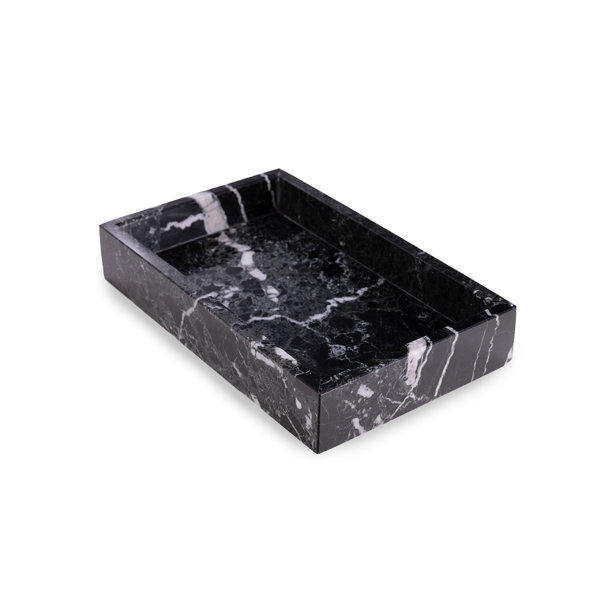 Wrought Studio Joharis Black Zebra Genuine Marble Guest Towel Tray